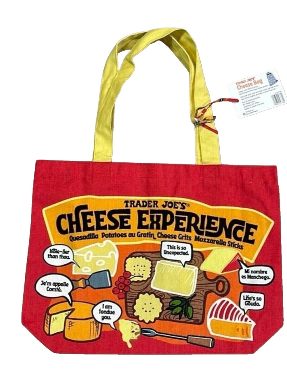 NWT Trader Joe's Limited Edition Tote Bag Cheese Adventures Heavy Duty & Large